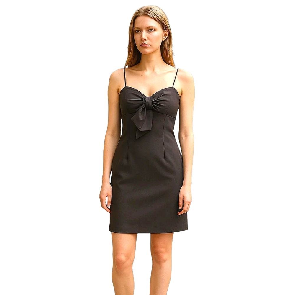 Maggy London LBD Dress Little Black Dress Size 10 Satin Bow Front Gala Event